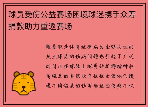 球员受伤公益赛场困境球迷携手众筹捐款助力重返赛场